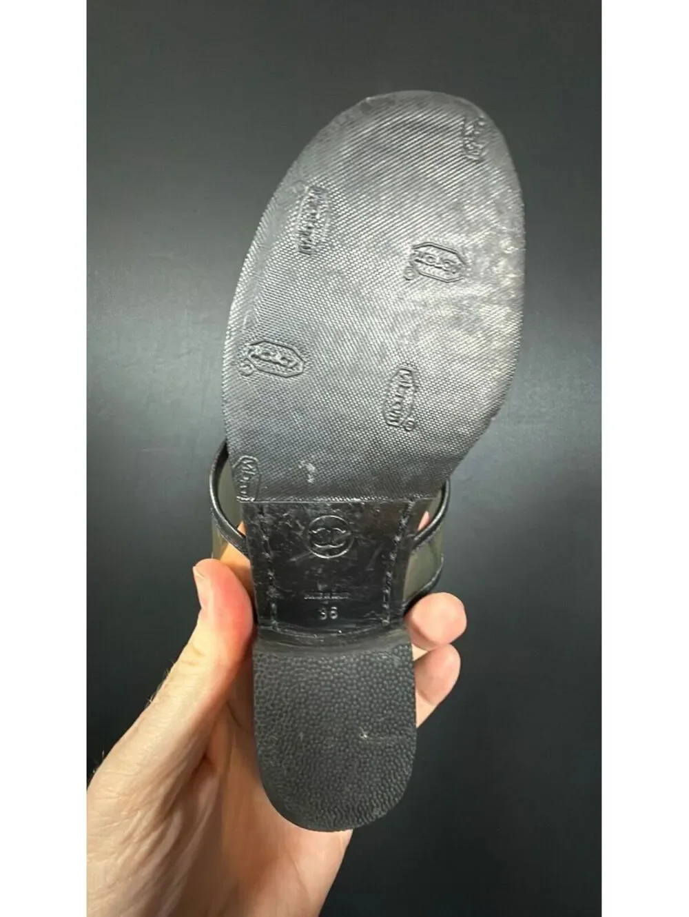 Chanel Black Clear CC Thong Sandals Size 36